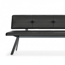 Laden Sie das Bild in den Galerie-Viewer, Girsberger Carim Bank mit Rückenlehne, Leder Donna, 4-Fuß schwarz Leder schcwarz 160 cm