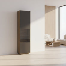 Laden Sie das Bild in den Galerie-Viewer, Detail Anrei SY771 – Glaselement mit optionaler LED-Beleuchtung, Metallrahmen schwarz astnuss Zartbitter