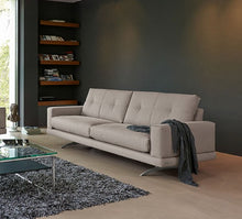 Laden Sie das Bild in den Galerie-Viewer, Einzelsofa Frommholz Sofa MOON in grauem Stoff, modernes Design, Ausstellungsstück