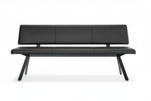 Laden Sie das Bild in den Galerie-Viewer, Girsberger Carim Bank mit Rückenlehne, Leder Donna, 4-Fuß schwarz, Leder schwarz glatt