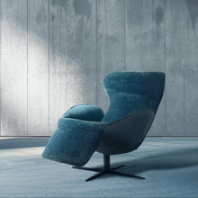 Laden Sie das Bild in den Galerie-Viewer, Jori Relaxsessel Daydreamer JR-7450 ltd. Edition Ocean: Rücken Nubuk Antrazit, Sitzfläche Stoff Mumble 12 Oltremare Gestell pulverbeschichtet graphitgrau