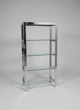 Laden Sie das Bild in den Galerie-Viewer, Orsenigo 3143/F.19 – Glasregal/Bücherregal in Nickel hochglänzend, Frontansicht 85×165×32 cm