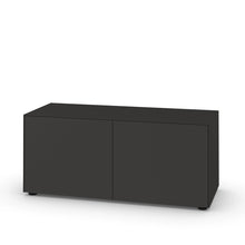 Laden Sie das Bild in den Galerie-Viewer, Türmodul 1573878 von Piure Nex Pur Box in Graphite (P44), 2 Türen, 120 × 50 × 48 cm, minimalistisches Lowboard-Design – freigestellt vor weißem Hintergrund.