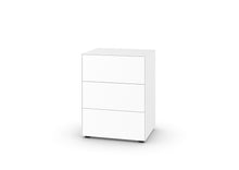 Laden Sie das Bild in den Galerie-Viewer, Piure Nex Pur Box Kommode 2022900 in Farbe weiß – 3 grifflose Schubkästen, matt lackiert, 60 x 75 x 48 cm