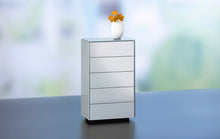 Laden Sie das Bild in den Galerie-Viewer, Scholtissek Kommode Novus 5 Schubladen 60 x 110 x 42 cm, Glas matt oder glänzend