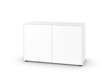 Laden Sie das Bild in den Galerie-Viewer, Freigestelltes Piure Nex Pur Box Türmodul 1536778 in Weiß (P01), zwei grifflosen Türen, minimalistisches Design auf weißem Hintergrund.
