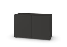 Laden Sie das Bild in den Galerie-Viewer, Sideboardmodul Piure Nex Pur Box 1536778 in Graphite (P44), freigestellt mit zwei grifflosen Türen, minimalistisches Möbel für moderne Einrichtungen.
