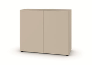 Kommode Piure Nex Pur Box 2016300 als Freisteller in Seidengrau – minimalistisches Highboard mit 2 Türen, 120 × 100 × 48 cm.