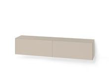 Laden Sie das Bild in den Galerie-Viewer, Design-Lowboard von Piure Modell 2045800, 180 cm breit, matt lackiert, mit zwei Soft-Close-Klappen – frontal freigestellt Silk
