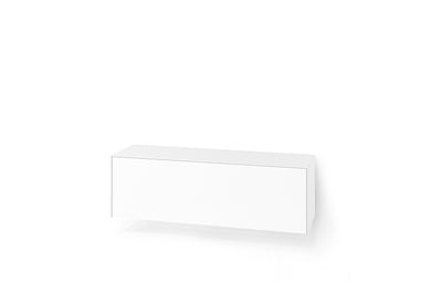 Weißes Hängeboard mit flächenbündiger Schublade – modernes Sideboard zur Wandmontage