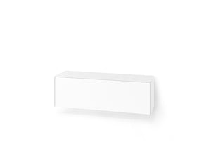 Weißes Hängeboard mit flächenbündiger Schublade – modernes Sideboard zur Wandmontage