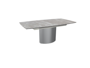 Moderner ausziehbarer Esstisch Adler 1224 von Draenert aus Naturstein mit skulpturalem Mittelfuß in elegantem Design, perfekt für stilvolle Essbereiche