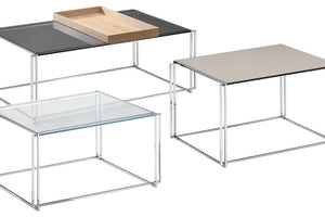 Bacher Tische Couchtisch Beistelltisch Minero Gestell Chrom Möbel Zeppenfeld Olpe Designmöbel Sauerland