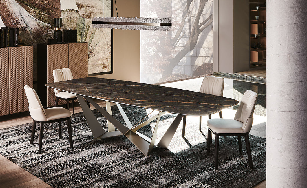 Cattelan Italia Esstisch Skorpio Platte Protoro matt Gestell Graphit Möbel Zeppenfeld Olpe Designmöbel Sauerland