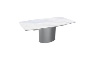 Moderner ausziehbarer Esstisch Adler 1224 von Draenert aus Naturstein mit skulpturalem Mittelfuß in elegantem Design, perfekt für stilvolle Essbereiche