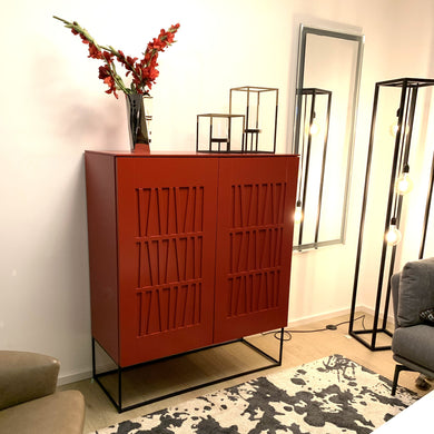 AERA Highboard Claire, 108 x 130,3 x 45 cm Lack matt Tomatenrot RAL 3013 Ausstellungsstück