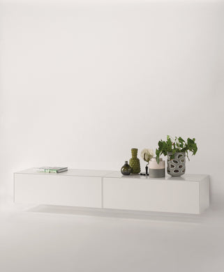 Piure Nex Pur Box Hängelowboard 2046400 in Weiß matt – 2 grifflose Schubkästen, wandhängend, 180 cm Breite