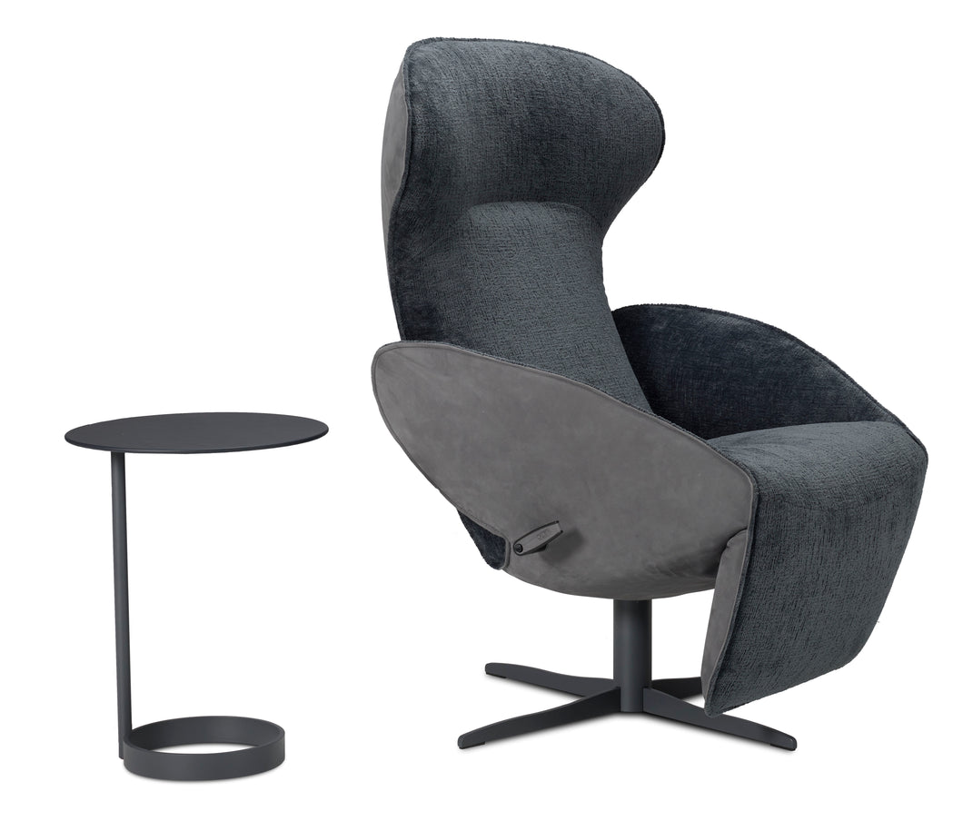 Jori Relaxsessel Daydreamer JR-7450 ltd. Edition  Ocean: Rücken Nubuk Antrazit, Sitzfläche Stoff Mumble 12 Oltremare Gestell pulverbeschichtet graphitgrau 