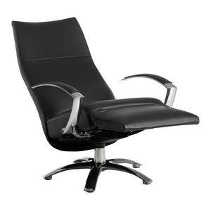 Jori Relaxsessel JR-3760 Brainbuilder in Größe Medi, schwarzes Leder Cavila Black, Aluminiumgestell poliert