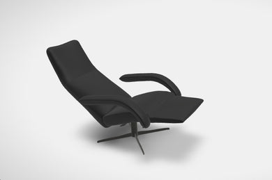 JORI JR-3390 Yoga Multimove Medi in Nappaleder Cavila Black, verstellbare Rücken- & Fußstütze, 4-Stern-Fuß schwarz, 360° drehbar rendering in liegeposition