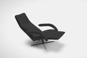 JORI JR-3390 Yoga Multimove Medi in Nappaleder Cavila Black, verstellbare Rücken- & Fußstütze, 4-Stern-Fuß schwarz, 360° drehbar rendering in liegeposition