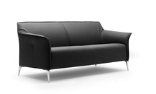 Laden Sie das Bild in den Galerie-Viewer, Leolux Mayon 3-Sitzer als Freisteller in schwarzem Leder mit schlanken Aluminiumfuessen

