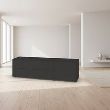 Laden Sie das Bild in den Galerie-Viewer, Piure Nex Pur Box 2020400 in Graphite – Sideboard 180×50×48 cm mit Schubladen/Tür, matt ambiente
