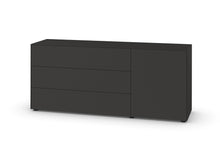 Laden Sie das Bild in den Galerie-Viewer, Design-Sideboard Piure Nex Pur Box 2023800 in Graphite – matt lackiert mit drei Schubladen und einer Tür.
