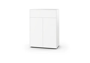 Piure Nex Pur Box 2041300 Freisteller in Weiß – Designkommode mit zwei Türen und einem Schubkasten, 80 × 100 × 40 cm, minimalistisch matt lackiert