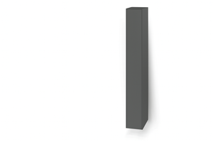 Hängendes, vertikales Piure Nex Pur Box Türelement in edlem Graphite, vor weißem Hintergrund.