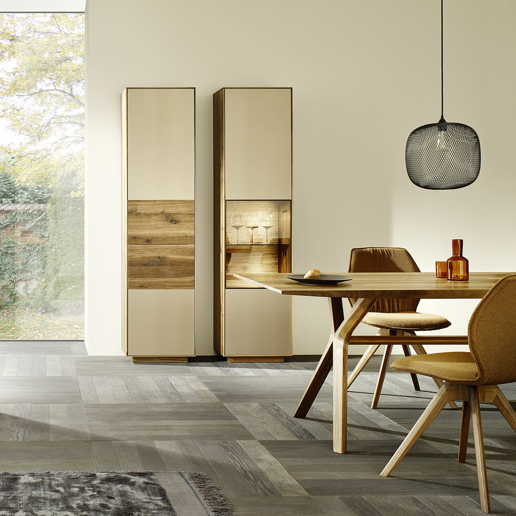 Anrei Vitrine Puro Style SY770 oder SY771 Asteiche gebürstet o. Astnuß 50x198,6x35cm