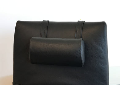 Nackenkissen schmal 26cm für Jori Relaxsessel ellipsenförmig, cavila black, Nackenrolle, Gegengewischt Lederummantelt