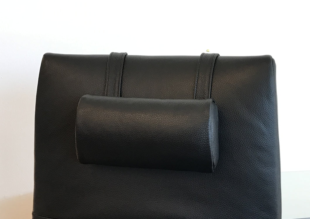 Nackenkissen schmal 26cm für Jori Relaxsessel ellipsenförmig, cavila black, Nackenrolle, Gegengewischt Lederummantelt