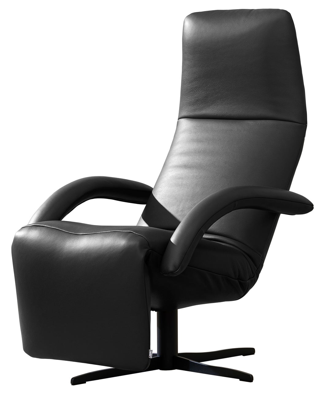 „JORI Relaxsessel Yoga JR-7360 in Leder Celia Nero – elegante Frontalansicht mit ergonomischem Design“