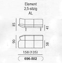 Leolux Devon kleines Designsofa verschiedene Größen Leder Senso