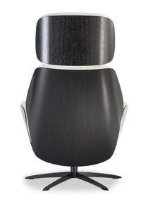 Relaxsessel Trinity IP Design Leder schwarz oder weiß, Holzschale Nußbaum oder Eiche gebeizt