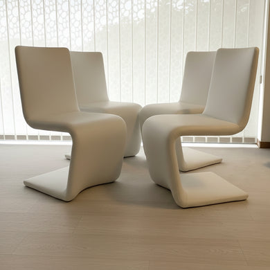 Bonaldo Venere – 4er Stuhlgruppe in Leder Capri Weiß 