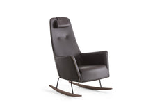Laden Sie das Bild in den Galerie-Viewer, Rockingchair Schaukelstuhl Valentina, Esche sepia Kufen, gemütlicher Designstuhl von Dema
