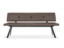 Laden Sie das Bild in den Galerie-Viewer, Girsberger  Bank Carim mit Rückenlehne verschiedene Größen von 160 bis 280 cm Breite 4- Fuß Gestell schwarz pulverbeschichtet Leder frei wählbar aus der Kollektion Donna Sitz- und Rückenlehne glatt bezogen oder mit Kapitonierung (gesteppt)
