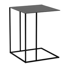 Laden Sie das Bild in den Galerie-Viewer, JORI Ascot JR-t938, Schiebe-Beistelltisch, Sattelleder Vegetalia black, Gestell schwarz Höhe 50 oder 65 cm

