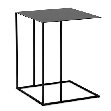 JORI Ascot JR-t938, Schiebe-Beistelltisch, Sattelleder Vegetalia black, Gestell schwarz Höhe 50 oder 65 cm